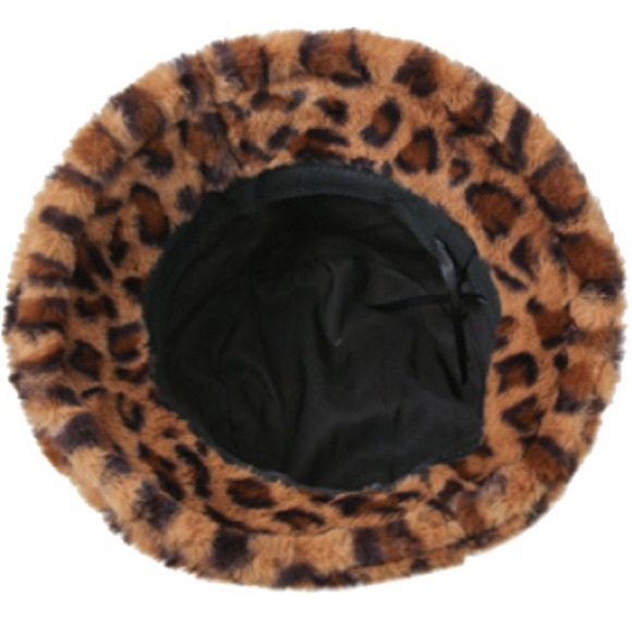 NEW Best Gift Leopard Faux Fur Bucket Winter Hat - Picture 3 of 7